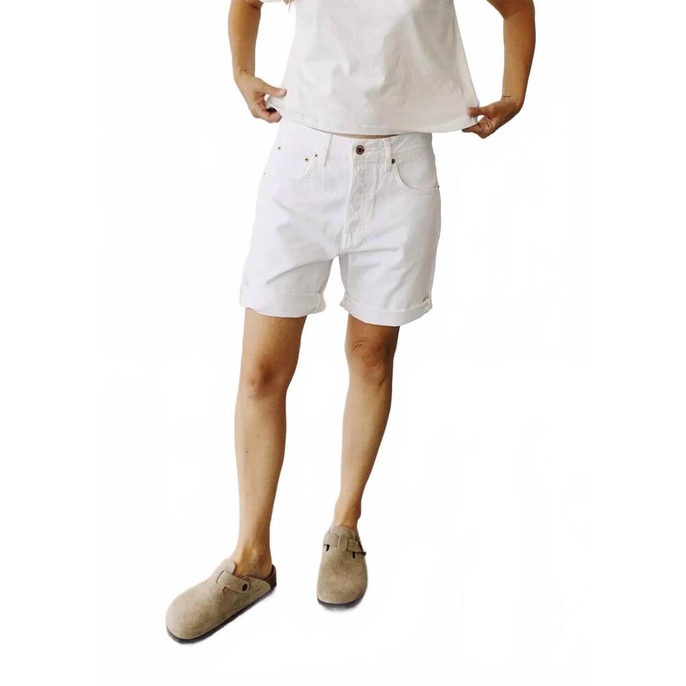 NEW HEY GANG loose denim short in white